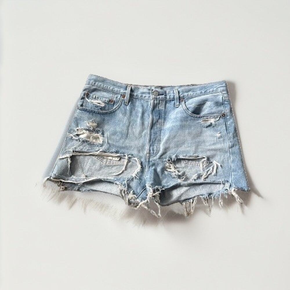 Levi's Women's Light Wash Blue Denim Cutoff 501 Shorts